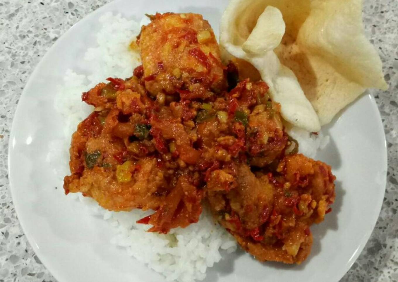 Egg and Tofu with Spicy Sauce (Balado Telur Tahu) *Vegetarian