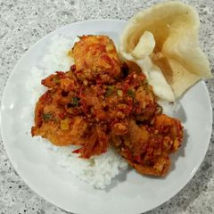 A picture of Egg and Tofu with Spicy Sauce (Balado Telur Tahu) *Vegetarian.