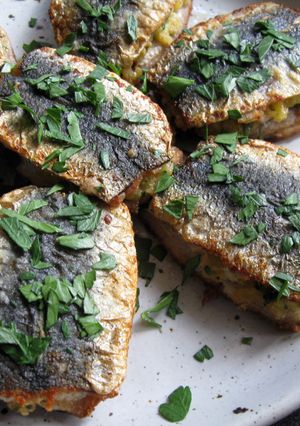 A picture of Pan-fried Stuffed Sardines.