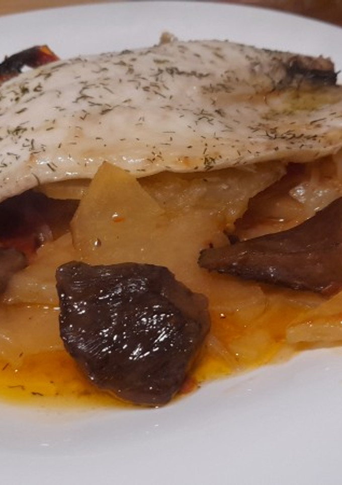 Una foto de Lubina con rovellones al horno (Sin sal)
