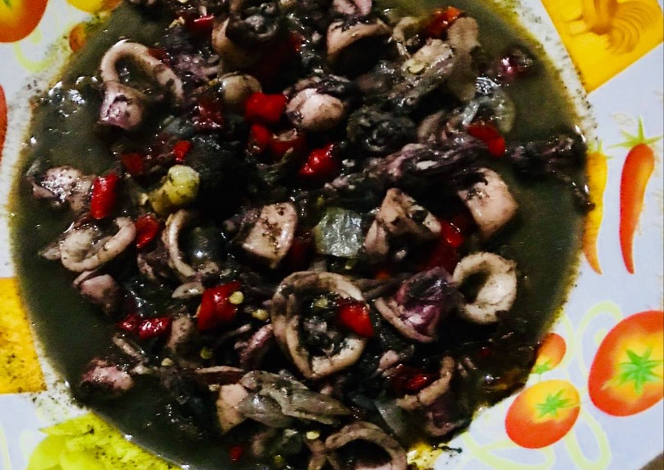 Cumi pedas dengan biji wijen