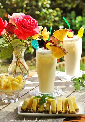 A picture of Chilled Pineapple Coconut Milk Cocktail (Light Version).