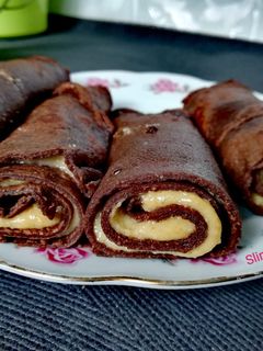 Csokis vaníliás zabpalacsinta recept fotója
