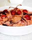 Pilaf cremoso con cerezas y setas shiitake