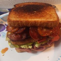 A picture of Italian Meats and Egg Sandwich.