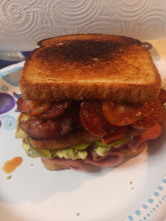 A picture of Italian Meats and Egg Sandwich.