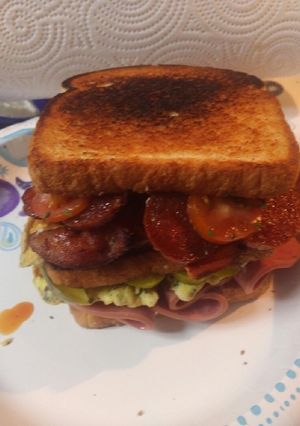 A picture of Italian Meats and Egg Sandwich.