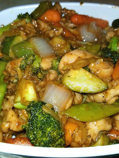 A picture of Chicken and Veg stir fry.
