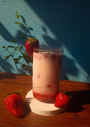 A picture of Famous Korean style Strawberry Milk.