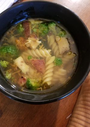 A picture of Shiitake Mushroom & Broccoli Rainy Day Soup.