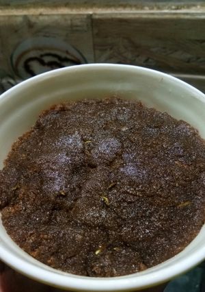 A picture of Wheat Flour Jaggery Halwa.