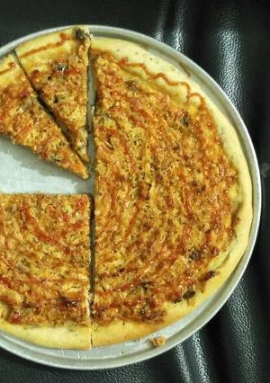 Foto resep Cheese chicken mushroom foccacia bread pizza