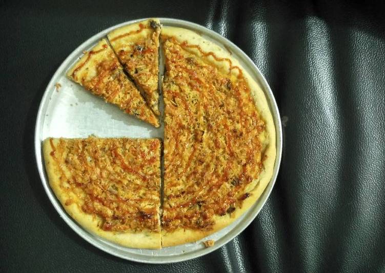 Langkah Mudah untuk Membuat Cheese chicken mushroom foccacia bread pizza Anti Gagal