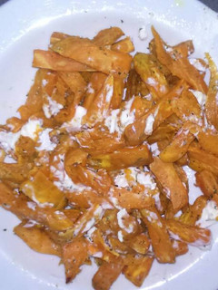 A picture of Sweet Potatoes with goat cheese.