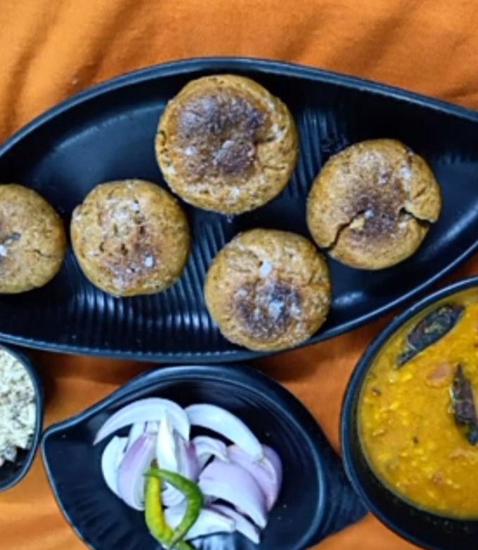 A picture of Dal Bati Churma(bihari style).