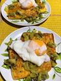Breakfast toast with poached egg and kiwi