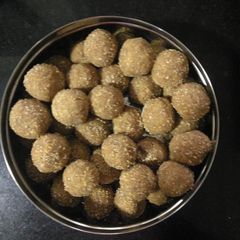 A picture of Atta Laddu for prasad.