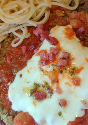 Una foto de Hamburguesas de lentejas a la napolitana
