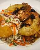 Pollo al ananá y pasas de uva agridulce con arroz !mmmmm riquísimo 😋