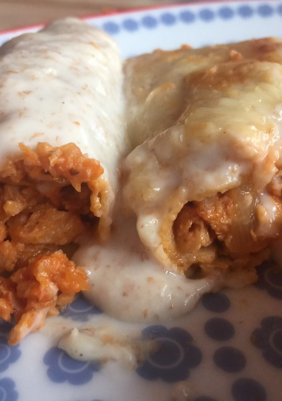 Una foto de Canelones de soja con masa de panqueques o crepes