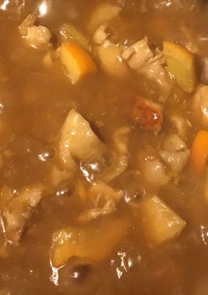 A picture of California Farm Seitan Mock Chicken in Orange Sauce.