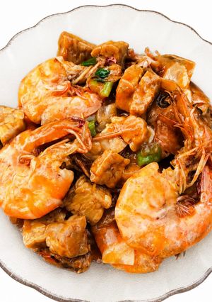 Foto resep Udang Tempe Asam Manis
