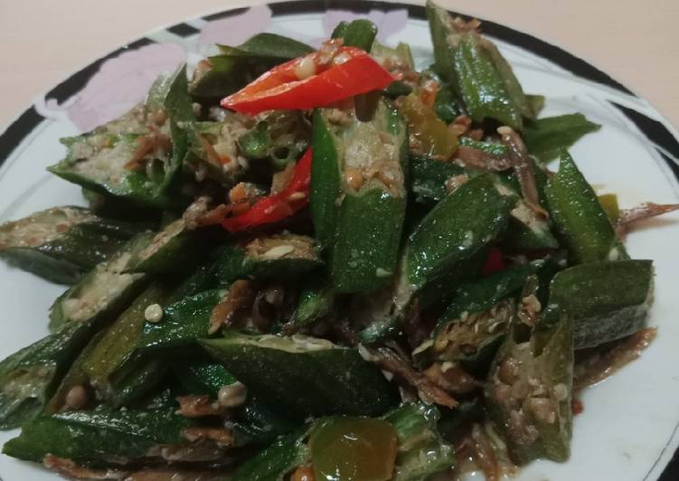 Cara Gampang memasak Tumis Okra ikan Teri gurih Anti Gagal