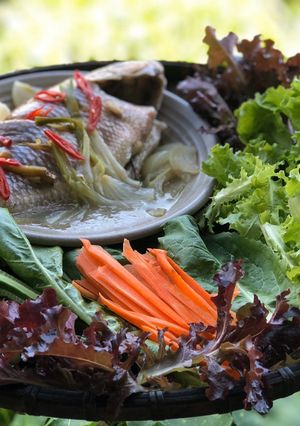 Hình của món Cá Diêu Hồng hấp không ướp gia vị.