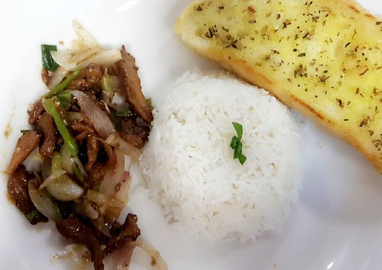 Stir fry beef and rice