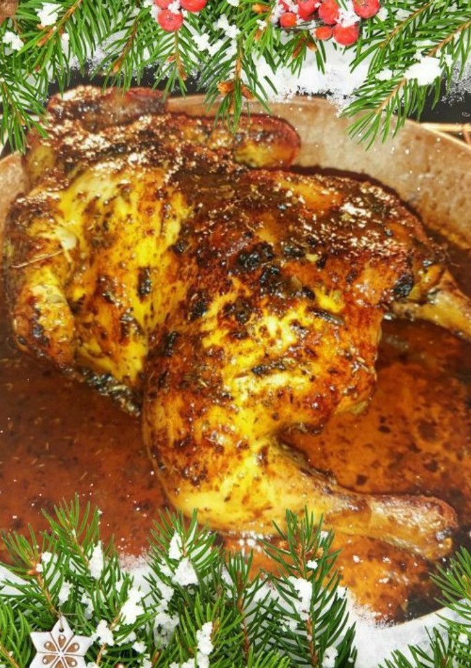 Una foto de Pollo campero a las hierbas provenzales con limón y cerveza
