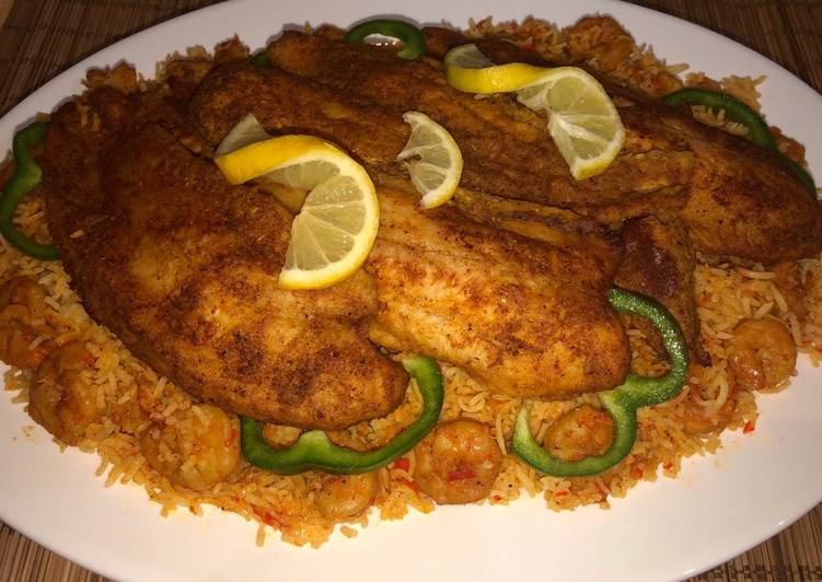 فيليه السمك مع ارز بالروبيان