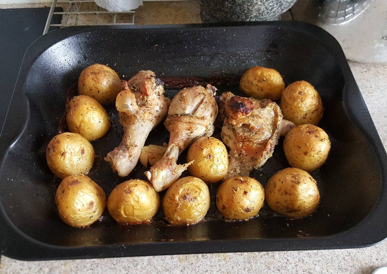 Roasted chicken and potatoes