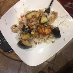 A picture of Stir-fried eggplant and tofu.