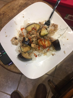 A picture of Stir-fried eggplant and tofu.