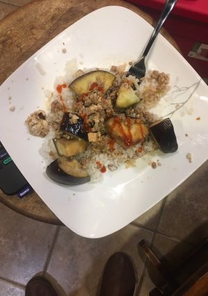 A picture of Stir-fried eggplant and tofu.