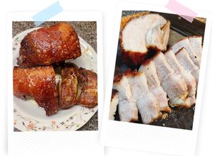 Hình của món Thịt ba rọi chiên da giòn bằng nồi chiên không dầu.