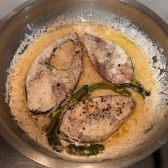 A picture of Ilish er Nonibahar (Ilish Maach / Hilsha fish cooked in fresh cream).