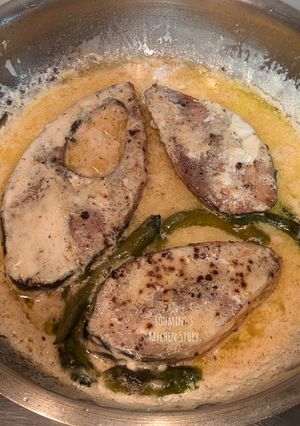 A picture of Ilish er Nonibahar (Ilish Maach / Hilsha fish cooked in fresh cream).