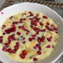 A picture of #janmastmi mix fruit custard.
