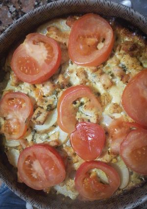 Una foto de Pastel de pollo y papa 🖤😋