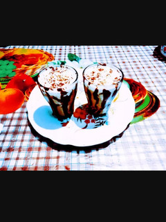 A picture of Delicious tasty Hershey's chocolate Cocoa shake.
