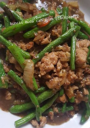 Foto resep Buncis muda cah ayam blackpaper