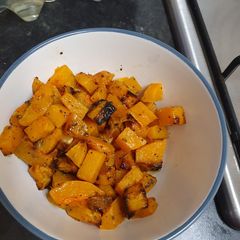 A picture of Maple and sage roasted squash.