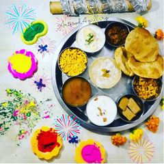 A picture of Veg thali Holi special.