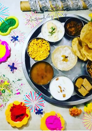 A picture of Veg thali Holi special.