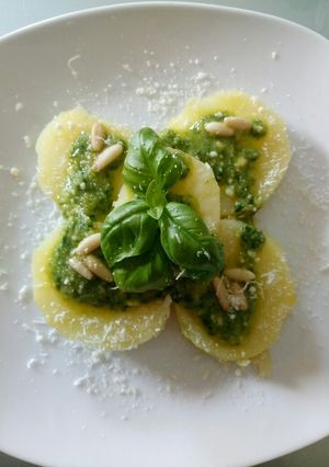 A picture of Fresh pesto and potato salad.