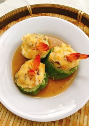 Hình của món Chả tôm nhồi mướp.