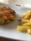 Galette de riz (paella) et frites de polenta