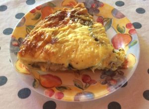 Una foto de Quiche de zapallito italiano y choclo