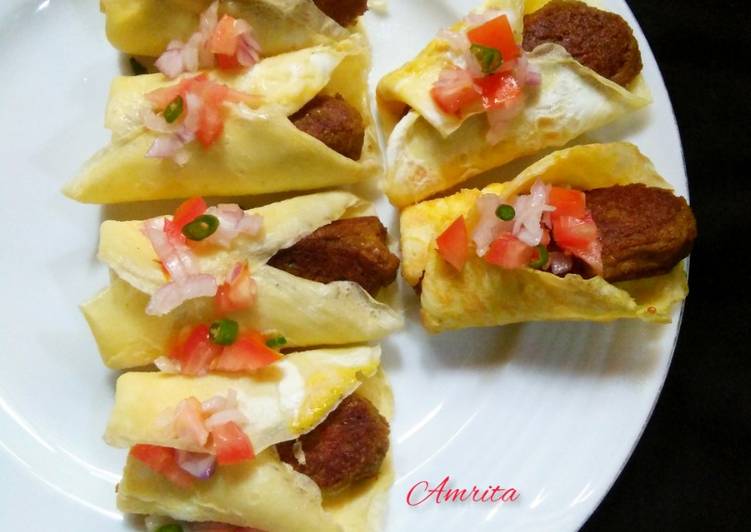 Steps to Make Tasty Omelette Soya stick Tacos